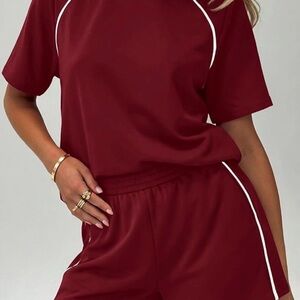 NWT Burgundy Athletic Lounge Set Shorts|  Size Sm| PrettyGarden Brand| So Cozy